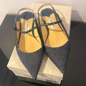 Jimmy Choo denim sling back flats .